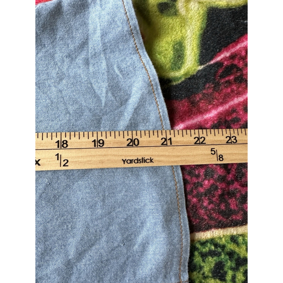 Western Button Up Shirt Womens M Blue Denim Tie Neck Bow Long Sleeve Top - Picture 6 of 7